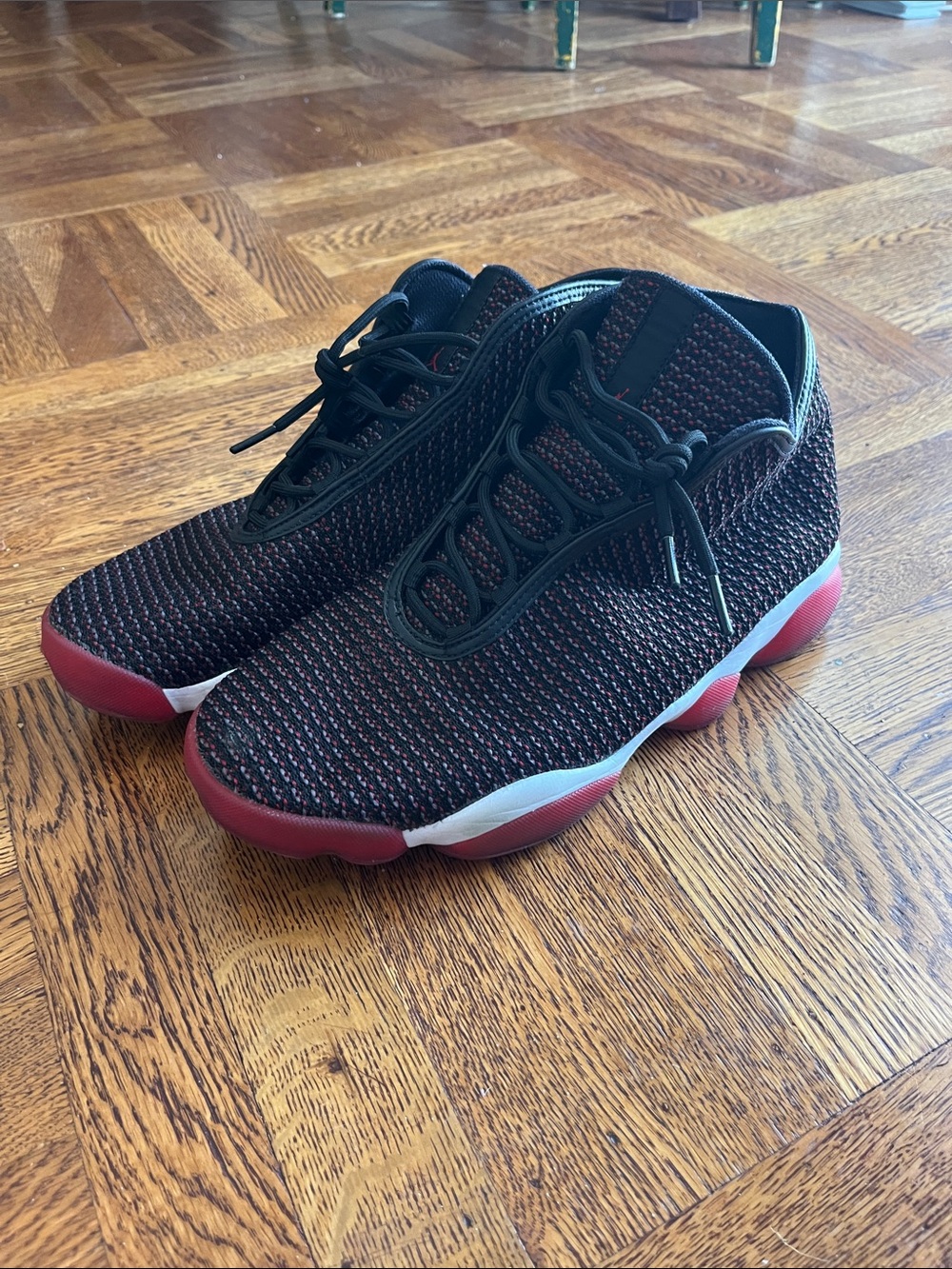 Jordan Kids Black and Red Knit Sneakers